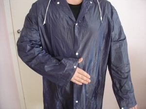 Дождевик (плащ на кнопках) ПВХ 150мк, синий, NAVY (капюшон) 350гр  XXL (№16)   AST