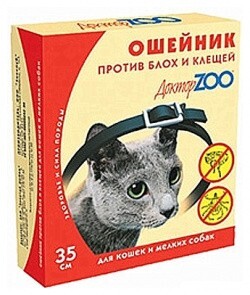 Ошейник от клещей/блох 35 см для кошек и мелких собак  ZR0601 Доктор ZOO