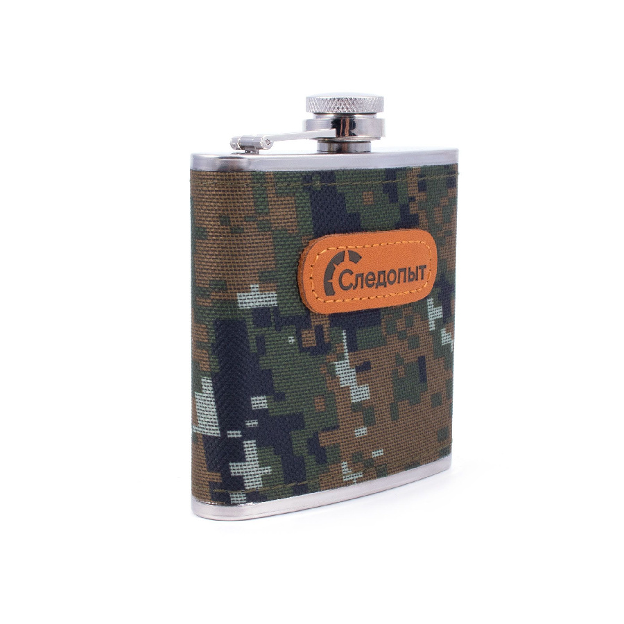 Фляжка "СЛЕДОПЫТ", в оплетке из oxford camo pixel, 180 мл/100/