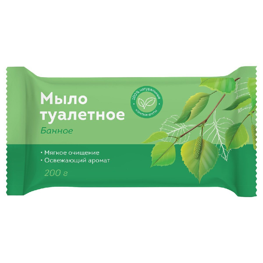 Мыло туалетное OfficeClean "Банное", флоу-пак, 200г.