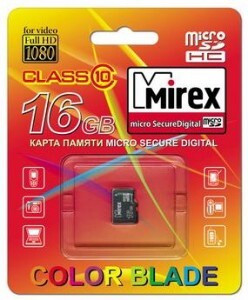 Флэш-карта (памяти) MicroSDHC 16Gb class10 MIREX без адаптера