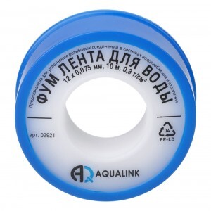 AQUALINK Лента ФУМ  12мм, 0,075мм*10м  (малая) (10шт!), 2921