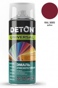 DETON Universal Эмаль аэрозоль 520мл алкид атмосферост. RAL3005 РУБИН арт.DTN-A70646