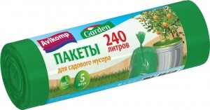 Мешки для мусора для сада 240л/5шт,43мкм,ПВД,зеленые,рулон,Garden 5309 Avikomp