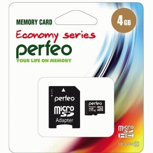 Флэш-карта (памяти) MicroSDHC 4Gb class10 Perfeo адаптер economy PF4GMCSH10AES