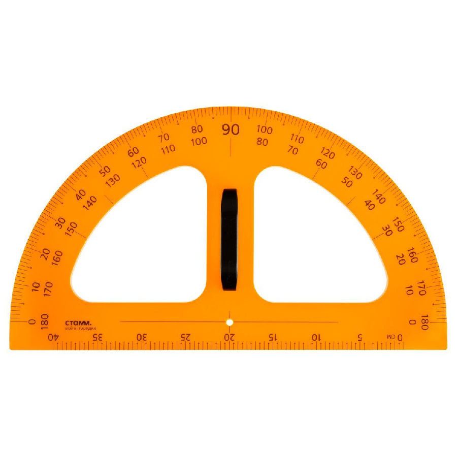 Транспортир для школьной доски СТАММ 50см, 180° СТАММ, пластиковый, желтый, с ручкой