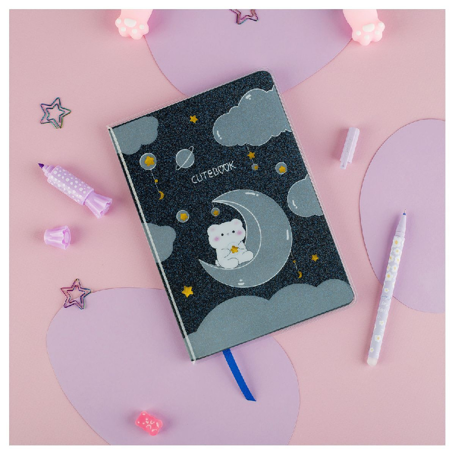 Записная книжка А5 80л., ЛАЙТ, кожзам, MESHU "Cutestar", съемная пластиковая обложка с дизайном, пантон, белила, блок в линию