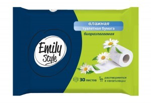 Влажная туалетная бумага растворяющаяся 30шт Emily Style