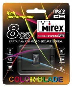 Флэш-карта (памяти) MicroSDHC 8Gb class4 MIREX без адаптера