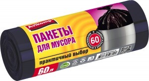 Мешки для мусора 60л/30шт,9мкм,ПНД,черные,рулон,Praktisch 6092 Avikomp