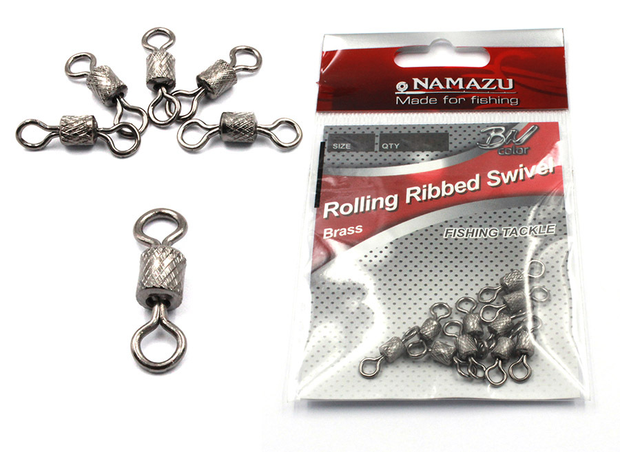 Вертлюг Namazu ROLLING RIBBED SWIVEL, латунь, цв. BN, р. 8, test-9 кг (уп.10 шт)/3000/1000/2000/