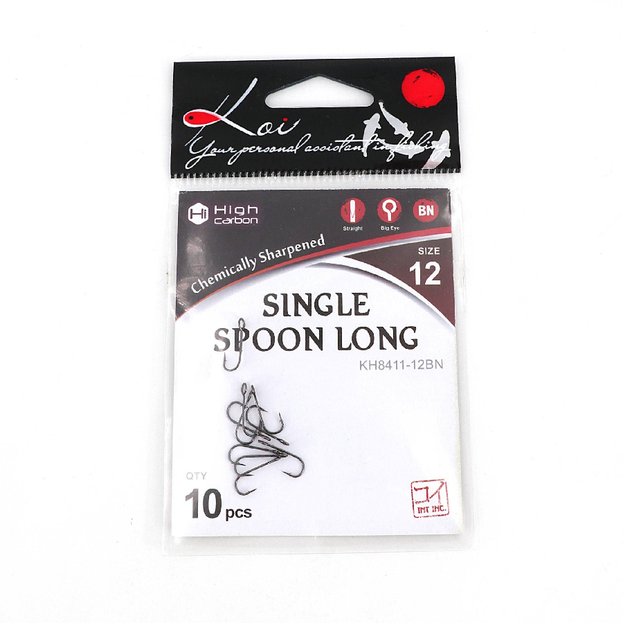 Крючок KOI "SINGLE SPOON LONG", размер 12 (INT), цвет BN (10 шт.)