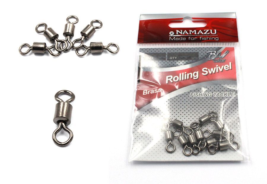 Вертлюг Namazu ROLLING SWIVEL, латунь, цв. BN, р. 6, test-19 кг (уп.10 шт)/2000/1000/