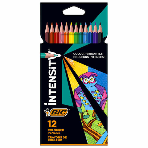 Карандаши цветные BIC "Intensity", 12 цветов, трехгранные, 9505272