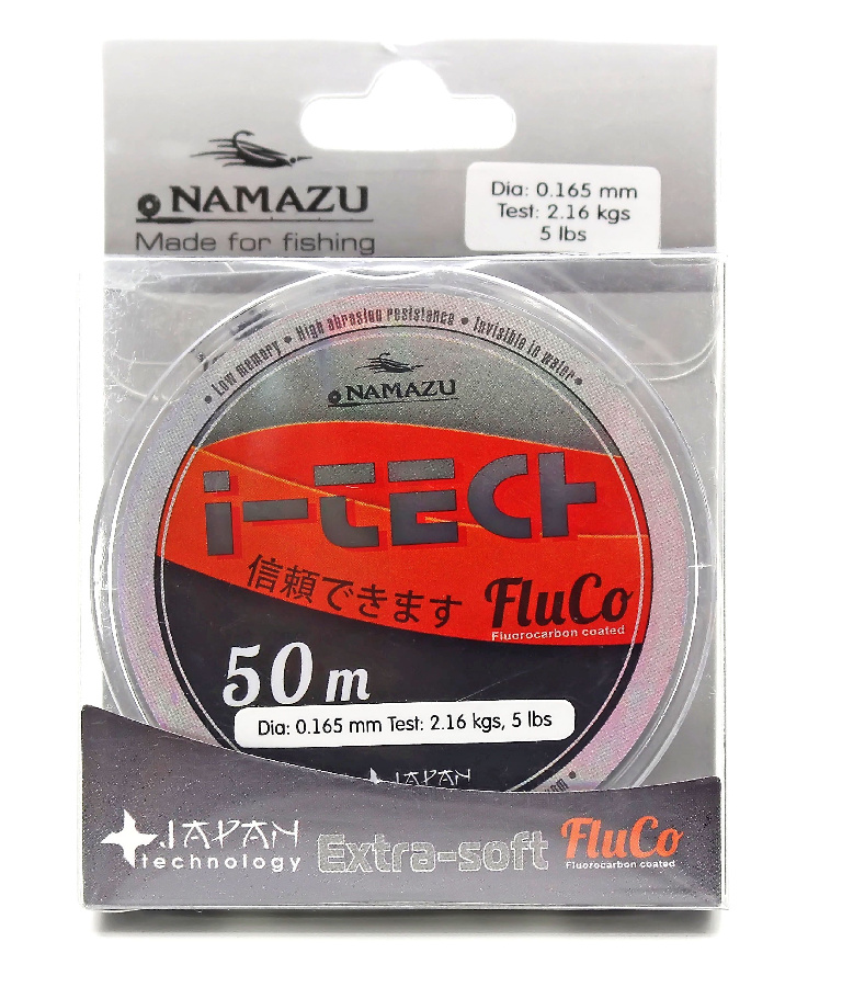 Леска Namazu "I-Tech Fluco", L-50 м, d-0,286 мм, test-6,01 кг, прозрачная/200/