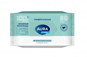 Влажные полотенца 60шт/уп. big-pack с крышкой AURA Family (Коттон Клаб)арт.14403