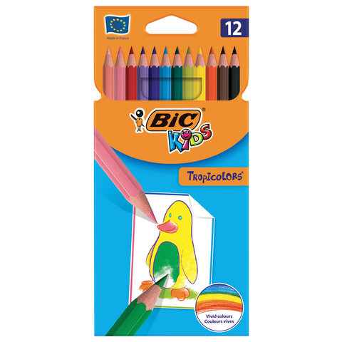 Карандаши цветные BIC "Tropicolors", 12 цветов, шестигранные, 83256610