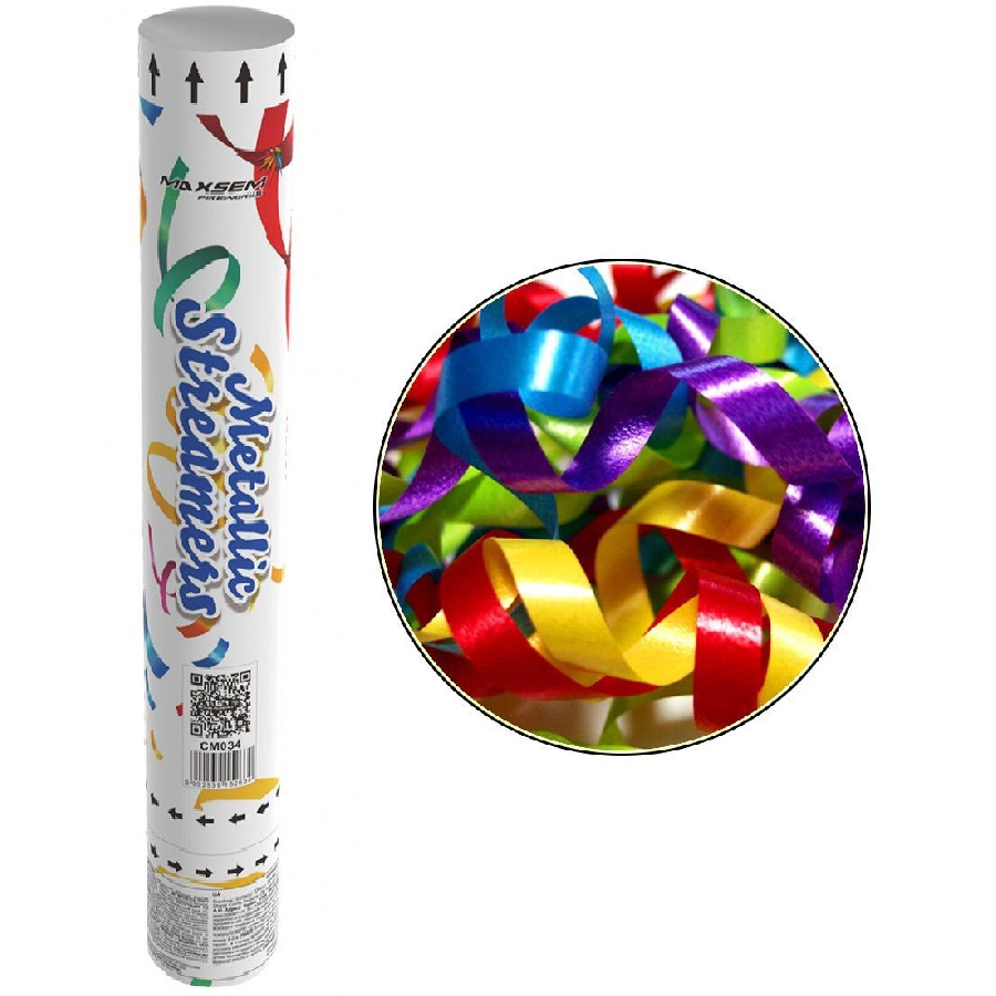 Пневмохлопушка CM034 Metallic Streamers 30 см.