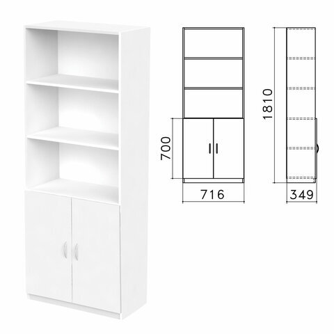 Шкаф полузакрытый "Бюджет", 716х349х1810 мм, белый (КОМПЛЕКТ)