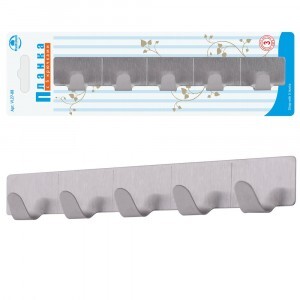 Планка с 5 крючками, 20см (кратность 6шт!!!) нерж.сталь VL27-88 Мультидом