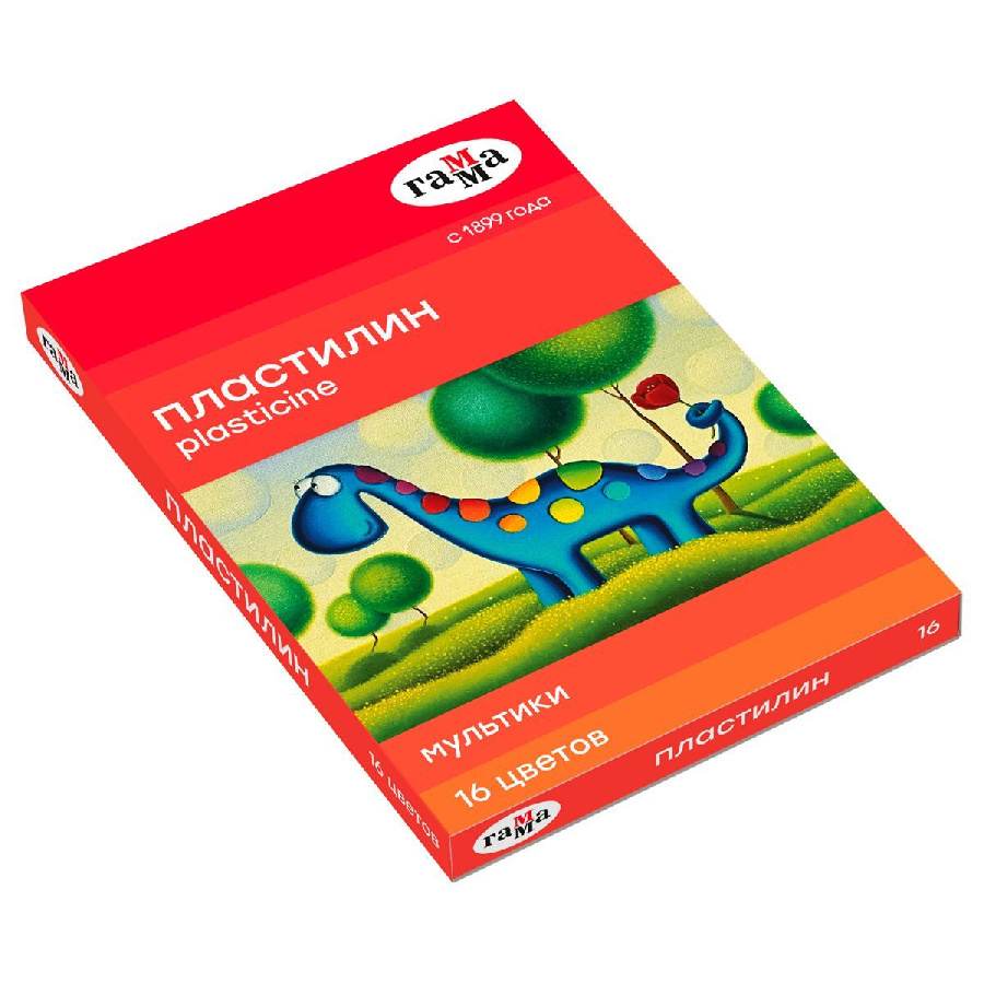 Пластилин Гамма "Мультики", 16 цветов, 320г, со стеком, картон. упаковка