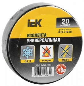 IEK Изолента ПВХ 15/20 черная 0.13х15 мм, 20м UIZ-13-10-K02