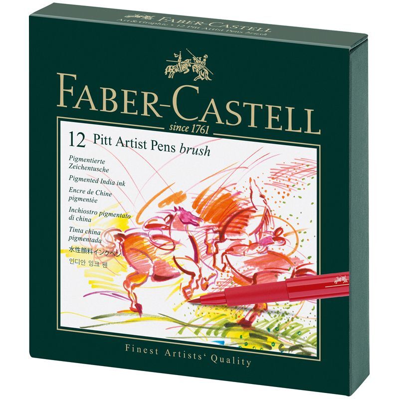 Набор капиллярных ручек Faber-Castell "Pitt Artist Pen Brush" 12шт., ассорти, студийная коробка