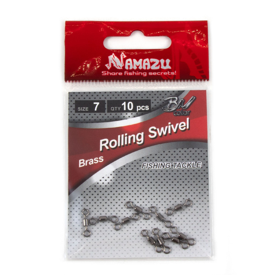 Вертлюг Namazu ROLLING SWIVEL, латунь, цв. BN, р. 7, test-14 кг (уп.10 шт)/2000/1000/