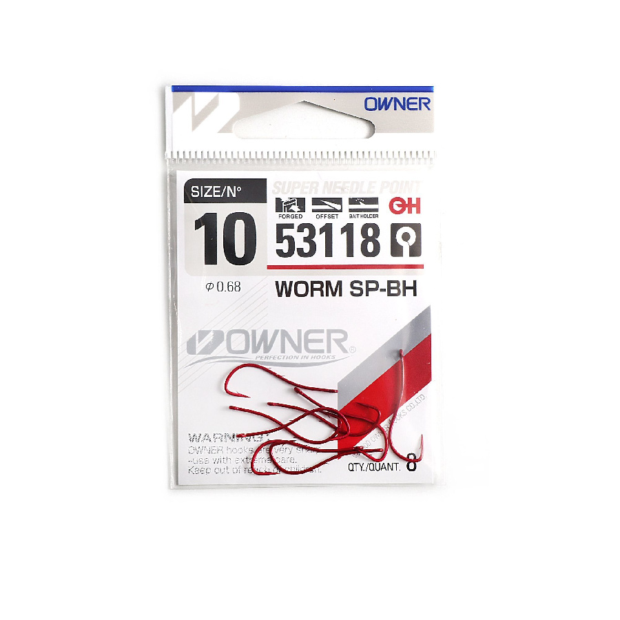 Крючок OWNER Worm SP-BH bloody red №10 8шт