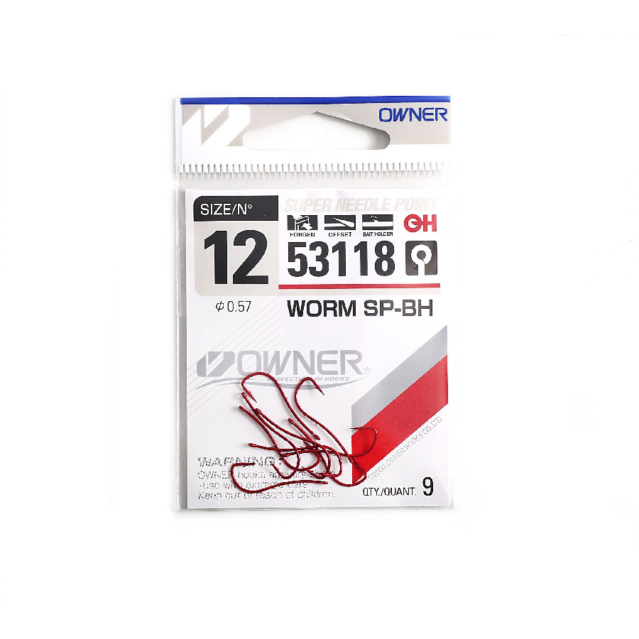 Крючок OWNER Worm SP-BH bloody red №12 9шт