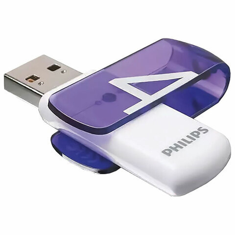 Флеш-диск 4 GB PHILIPS VIVID, разъем USB 2.0, фиолетовый, FM04FD05B/97