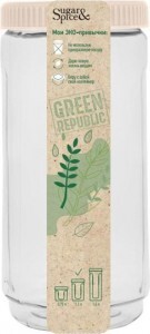 Банка д/сыпучих продуктов Green Republic 1,1л пластик,лен SE2249GR Sugar&Spice