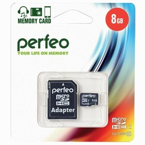 Флэш-карта (памяти) MicroSDHC 8Gb class10 Perfeo адаптер PF8GMCSH10A