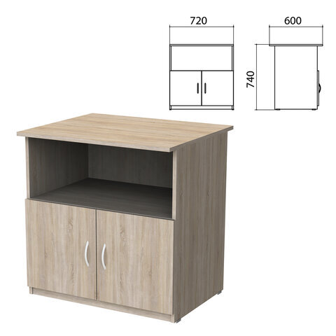 Тумба для оргтехники "Бюджет", 720х600х740 мм, 2 двери, дуб сонома, 402658-091
