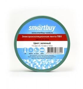 Smartbuy Изолента ПВХ 15/10 0.13х15мм, 10метров, зеленая (SBE-IT-15-10-g)