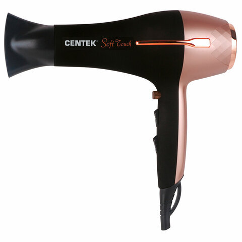 Фен CENTEK CT-2242, 2000 Вт, 2 скорости, 3 температурных режима, черный/розовый