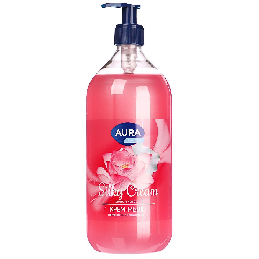 Крем-мыло жидкое AURA Silky Cream Шелк и лотос, дозатор, п/б, 1000мл