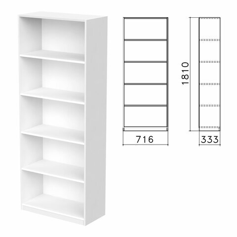 Шкаф (стеллаж) "Бюджет", 716х333х1810 мм, 4 полки, белый, 402651-290