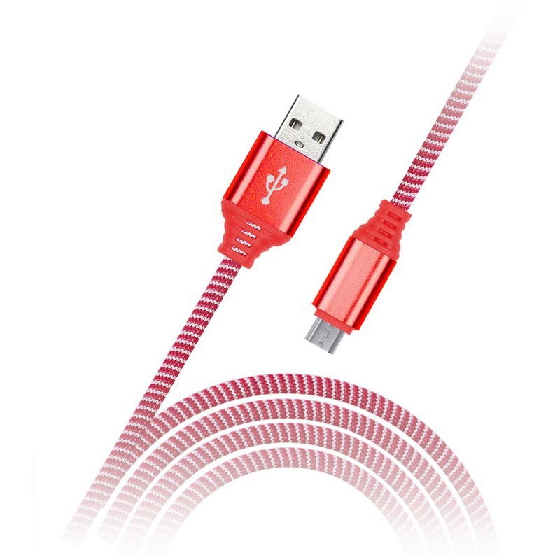 Кабель Smartbuy iK-12NS, USB - micro-USB, в оплетке, 2A output, 1м, красный