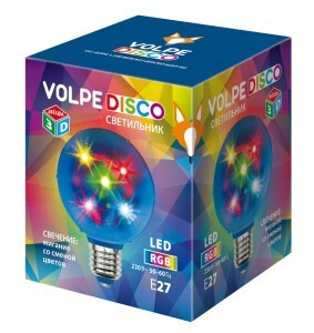 Лампа-диско E27 1.5W RGB Volpe Disco 3D ULI-Q308 Звезды d=8см 220V 1,5W/RGB/E27