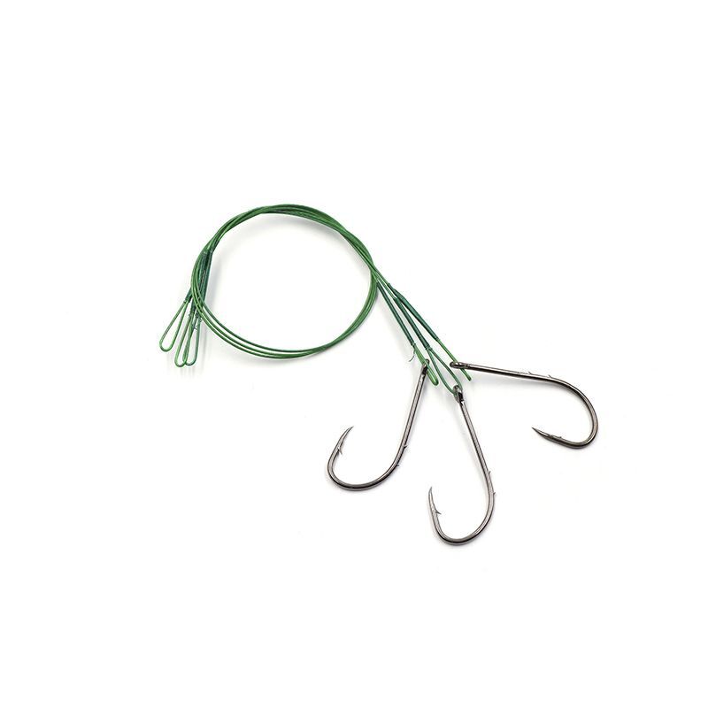 Поводок стальной NAMAZU Leader 1х7 Nylon Coated Green, d-0,33 мм, L-20 см, с одинарным крючком 92247 Baitholder № 1, test- 11 кг (уп. 3 шт.)