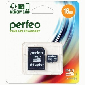 Флэш-карта (памяти) MicroSDHC 16Gb class10 Perfeo адаптер PF16GMCSH10A