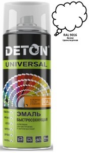 DETON Universal Эмаль аэрозоль 520мл акрил быстросохн. RAL9016 БЕЛАЯ ТРАНСПОРТНАЯ арт.DTN-A07261