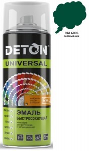 DETON Universal Эмаль аэрозоль 520мл акрил быстросохн. RAL6005 ЗЕЛЕНЫЙ МОХ арт.DTN-A07251