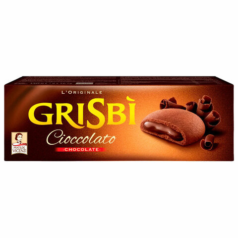 Печенье песочное GRISBI "Cioccolato" с шоколадным кремом 135 г, ИТАЛИЯ, 21201