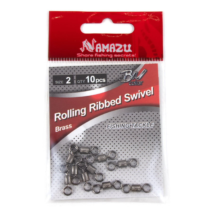 Вертлюг Namazu ROLLING RIBBED SWIVEL, латунь, цв. BN, р. 2, test-43 кг (уп.10 шт)/2000/1000/