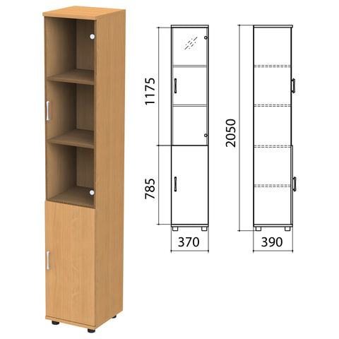 Шкаф закрытый со стеклом "Монолит", 370х390х2050 мм, цвет бук бавария (КОМПЛЕКТ)