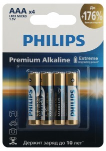 Э/п Philips LR03/286/AAA алкалиновые 1,5v 4BL Premium LR03M4B/51