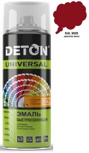 DETON Universal Эмаль аэрозоль 520мл акрил быстросохн. RAL3005 КРАСНОЕ ВИНО арт.DTN-A07246