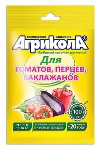 АГРИКОЛА удобрение 50гр. (томат, перец, баклажан) на 20л, пакет 04-007